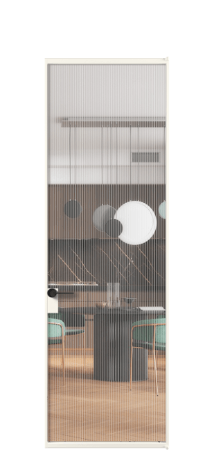 Алюминиевая дверь АЛПЛ040.01 Алюминий пудровый белый Рифлёное стекло "Мору", триплекс Цена 120520  | Volhovec