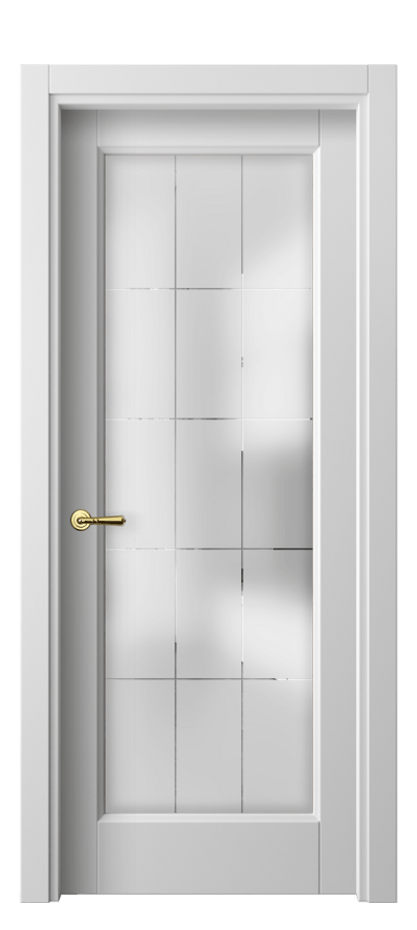 Межкомнатная дверь Galant 1402 Матовый белоснежный Сатинированное стекло с гравировкой "Лофт" Цена 58740 ₽ | Volhovec