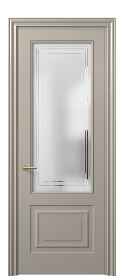 Межкомнатная дверь Mascot 8452 Матовый бисквитный Сатинированное стекло с гравировкой "Грани", триплекс Цена 81799 ₽ | Volhovec
