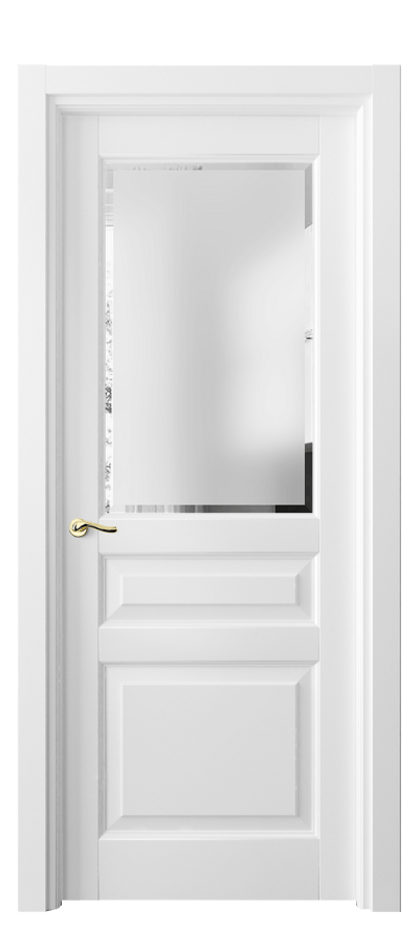 Межкомнатная дверь Lignum 0710 Бук белоснежный Сатинированное стекло с фацетом Цена 113740 ₽ | Volhovec