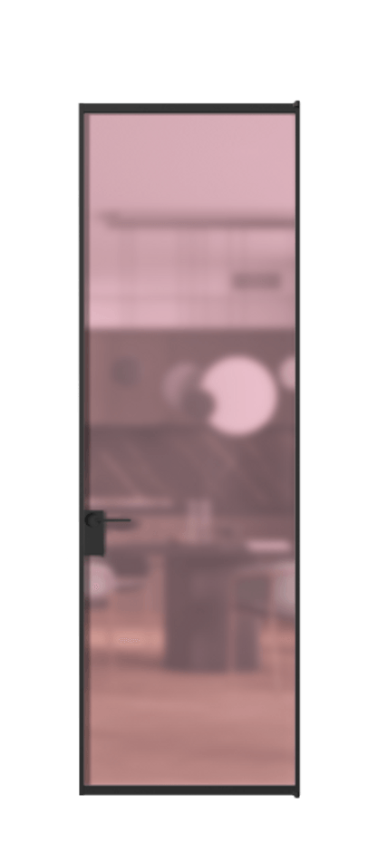 Алюминиевая дверь АЛПЛ040.01 Алюминий Черный Сатинированное розовое стекло, триплекс Цена 146600  | Volhovec