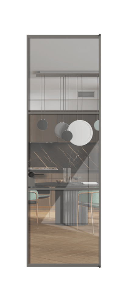 Алюминиевая дверь АЛПЛ040.03 Алюминий классический серый Рефлективное прозрачное стекло "Stopsol", калёное Цена 151770  | Volhovec