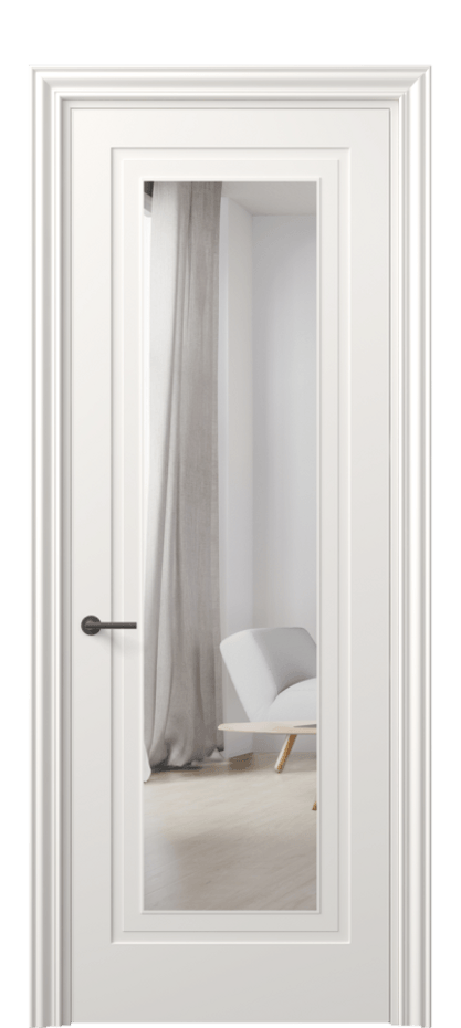 Межкомнатная дверь Mascot 8403 Матовый пудровый белый Двустороннее зеркало, триплекс Цена 78999 ₽ | Volhovec