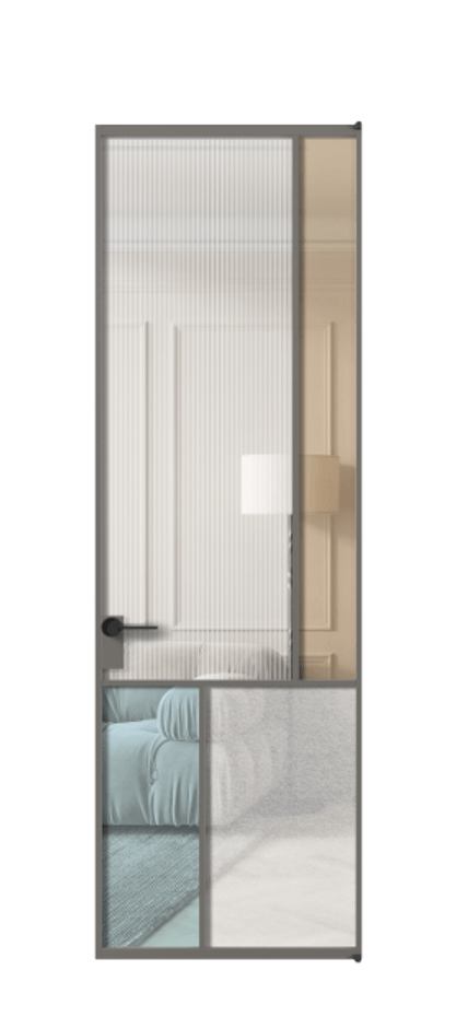 Межкомнатная дверь Mosaic АЛПЛ041.21 Алюминий классический серый Комбинация стекол Группы 1 и Группы 3 Цена 171870 ₽ | Volhovec