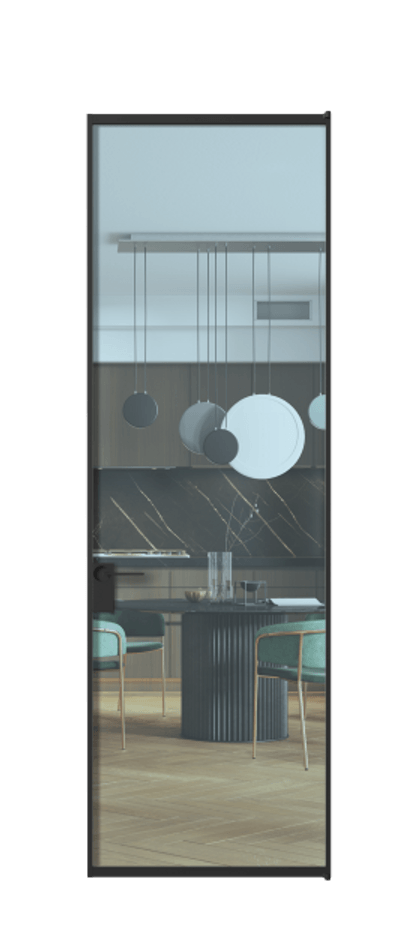 Алюминиевая дверь АЛПЛ040.01 Алюминий Черный Прозрачное голубое стекло, триплекс Цена 146600  | Volhovec