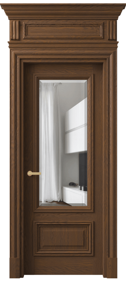 Межкомнатная дверь Antique 7306 Дуб каштановый матовый Прозрачное стекло с фацетом Цена 266349 ₽ | Volhovec