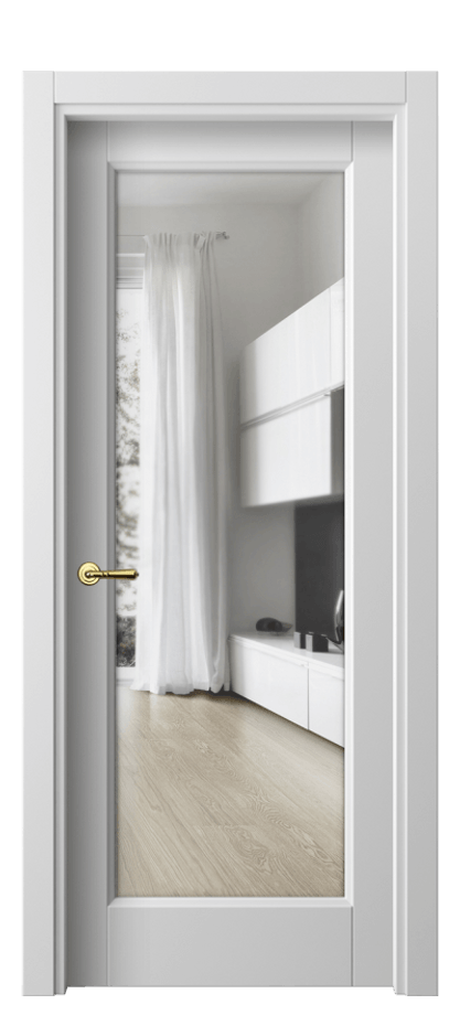Межкомнатная дверь Galant 1402 Матовый белоснежный Прозрачное стекло Цена 57640 ₽ | Volhovec