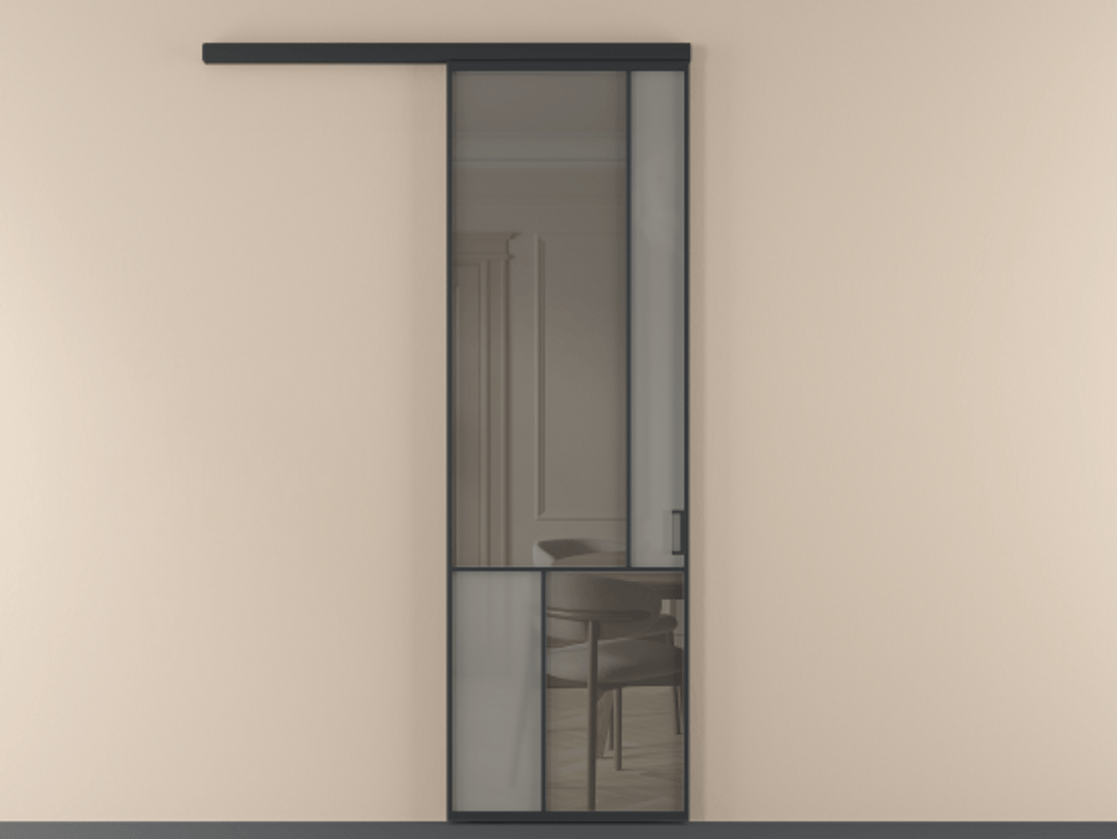 Перегородка Mosaic вдоль стены одностворчатая АЛПР 041.21 Алюминий Черный Сатинированное серое стекло, триплекс, 6 мм + Прозрачное серое стекло, триплекс. Скрытый короб ЧЕР Цена 126480 ₽ . Фабрика дверей Волховец 8 (800) 551 43 19 Перегородка Mosaic вдоль стены одностворчатая АЛПР 041.21 Алюминий Черный Сатинированное серое стекло, триплекс, 6 мм + Прозрачное серое стекло, триплекс Цена 126480 ₽ | Volhovec