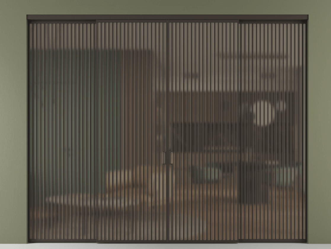 Перегородка Формато внутри проёма 4 створки АЛПР 040.06 Алюминий антрацит Сатинированное бронзовое стекло, триплекс Цена 616100 ₽  | Volhovec