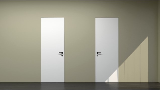 Монтаж распашной двери на скрытом коробе