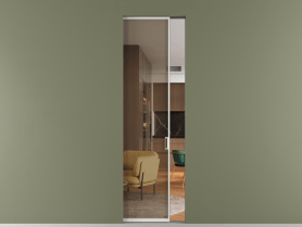 Алюминевая перегородка skr1_01_ Алюминий светло-серый Бронза прозрачное. Цвет Алюминий светло-серый. Материал Алюминий в эмали. Коллекция Перегородка Formato скрытый пенал одностворчатая. Картинка.