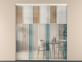 Алюминевая перегородка vnt3_2 Алюминий светло-серый Четыре стекла. Цвет Алюминий светло-серый. Материал Алюминий в эмали. Коллекция Перегородка Mosaic внутри проёма телескопик синхро 2. Картинка.