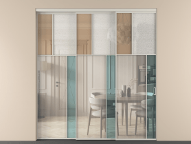 Алюминевая перегородка vnt3_2 Алюминий тёплый серый Четыре стекла. Цвет Алюминий тёплый серый. Материал Алюминий в эмали. Коллекция Перегородка Mosaic внутри проёма телескопик синхро 2. Картинка.