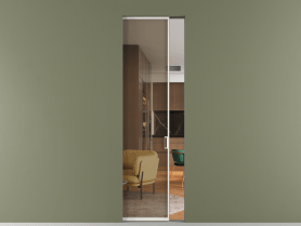 Алюминевая перегородка skr1_01_ Алюминий пудровый белый Бронза прозрачное. Цвет Алюминий пудровый белый. Материал Алюминий в эмали. Коллекция Перегородка Formato скрытый пенал одностворчатая. Картинка.