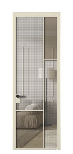 Дверь межкомнатная АЛПЛ041.12 АБСР MS+Бронза триплекс. Цвет Алюминий бежево-серый. Материал Алюминий в эмали. Коллекция Mosaic. Картинка.