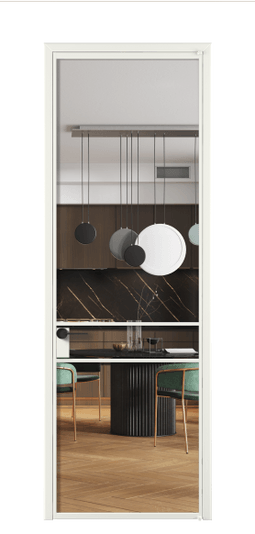 Дверь межкомнатная АЛПЛ040.02 АССР Crystalvision. Цвет Алюминий светло-серый. Материал Алюминий в эмали. Коллекция Formato. Картинка.