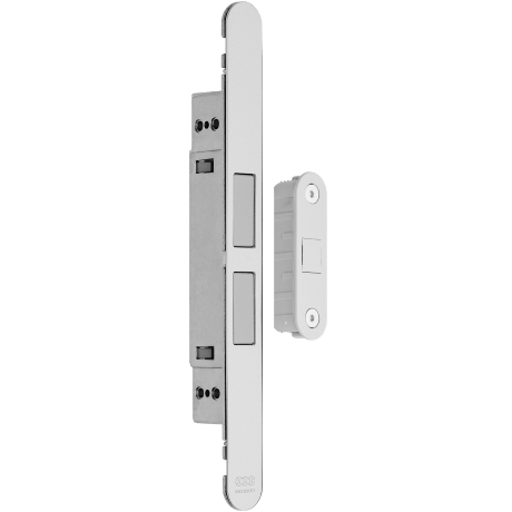 Фурнитура для дверей Замок AGB Touch с ответной планкой. Цвет Матовый хром. Коллекция Замок AGB Touch с ответной планкой. Картинка.