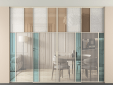 Перегородка Mosaic внутри проёма четырёхстворчатая со скрытым креплением в потолок